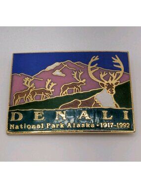 Denali National Park 75th Anniversary Enamel Pin 1917–1992 Alaska Caribou